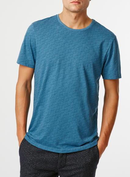 Topman Mens Green Teal Cube Print T-shirt