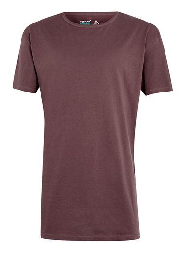 Topman Mens Brown Burgundy Longline Fit T-shirt