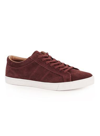 Topman Mens Red Burgundy Suede Sneakers