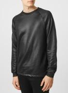 Topman Mens Black Coated Raglan T-shirt