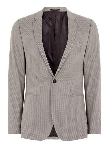 Topman Mens Light Brown Check Ultra Skinny Fit Suit Jacket