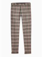 Topman Mens Grey And Red Check Skinny Fit Suit Trousers