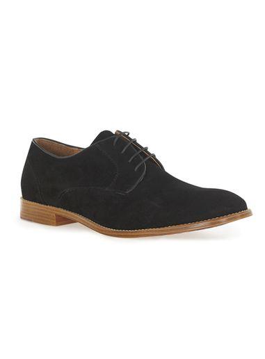 Topman Mens Black Spin Faux Suede Derby Shoes