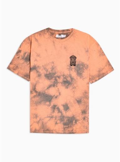 Topman Mens Green Orange Oversized Tribal Tie Dye T-shirt