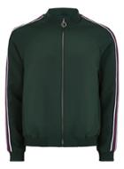 Topman Mens Green Zip Through Smart Track Top With Taping