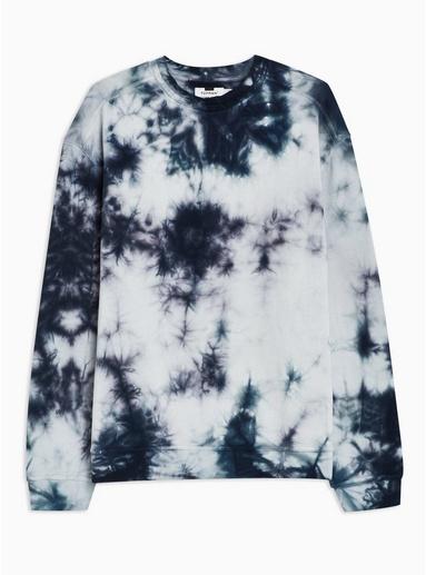 Topman Mens Light Blue And White Wash Sweatshirt