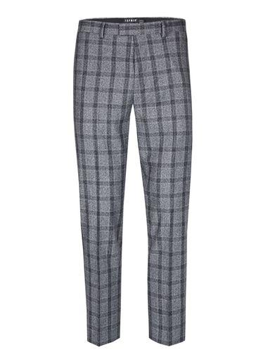 Topman Mens Mid Grey Grey And Blue Check Skinny Fit Suit Pants