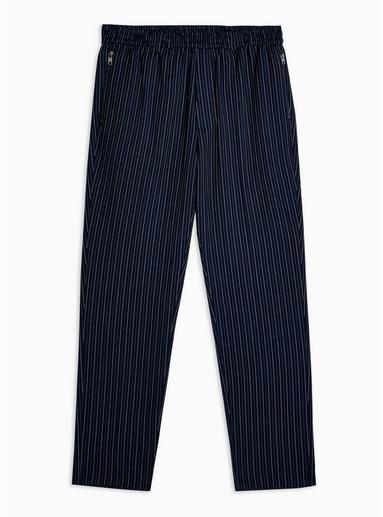 Topman Mens Navy Pinstripe Slim Dress Joggers