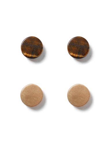 Topman Mens Brown Semi Precious Stud Earrings 2 Pack*