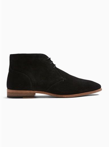 Topman Mens Black Real Suede Fenn Chukka Boots