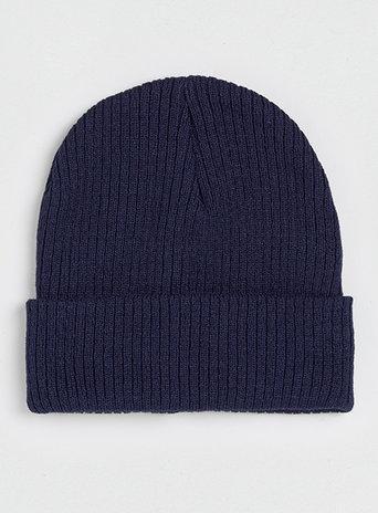 Topman Mens Blue Navy Ribbed Large Beanie