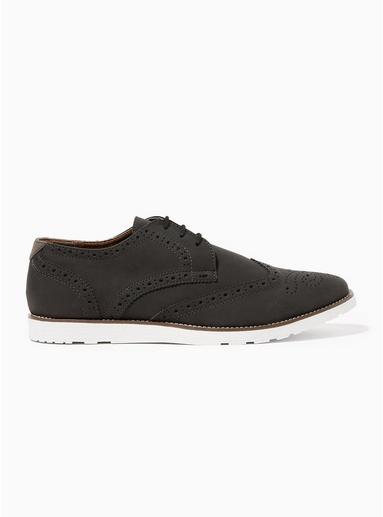 Topman Mens Black Faux Suede Magic Brogues