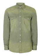 Topman Mens Green Khaki Western Style Casual Shirt