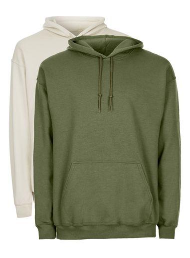 Topman Mens Khaki And Stone Hoodie Multipack*