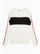 Topman Mens White Chest Block Ribbed Jumper