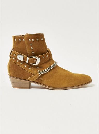 Topman Mens Brown 'kane' Buckle Boots