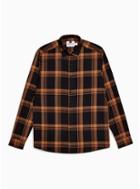 Topman Mens Black And Orange Slim Check Shirt