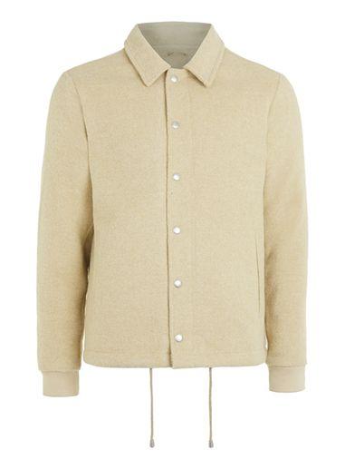 Topman Mens Brown Stone Wool Blend Coach Jacket