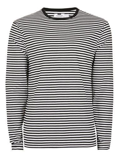 Topman Mens Black And White Stripe Long Sleeve T-shirt