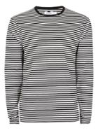 Topman Mens Black And White Stripe Long Sleeve T-shirt