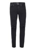 Topman Mens Black Extreme Ripped Stretch Tapered Fit Jeans