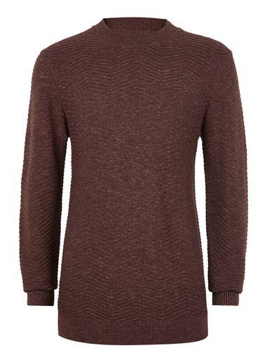 Topman Mens Red Selected Homme Burgundy High Neck Top