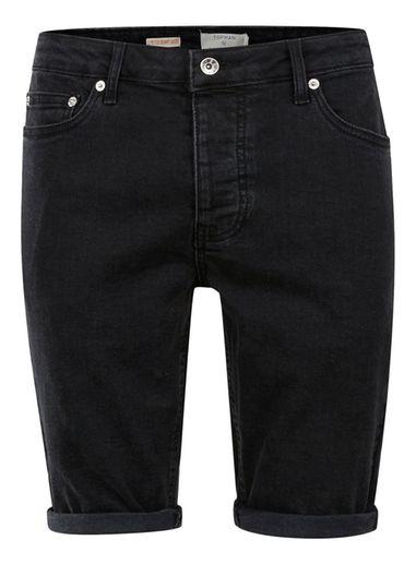 Topman Mens Washed Black Stretch Skinny Fit Denim Shorts