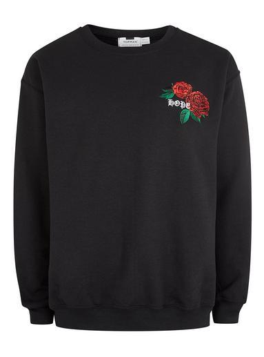 Topman Mens Black Hope Rose Sweatshirt