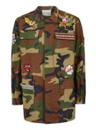 Topman Mens Green Topman Finds Khaki Camouflage Patch Jacket