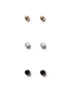 Topman Mens Silver Assorted Colour Mini Stud Earrings 3 Pack*