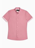 Topman Mens Pink Turn Up Floral Stretch Skinny Shirt