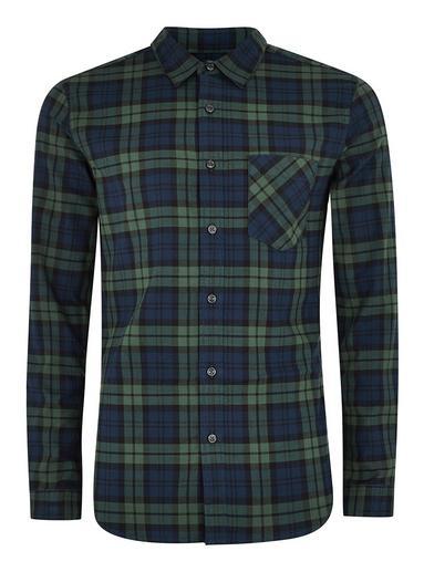 Topman Mens Multi Black Watch Muscle Long Sleeve Shirt