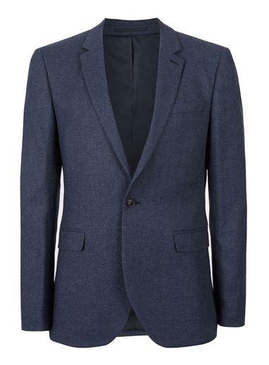 Topman Mens Blue Skinny Fit Blazer With Wool