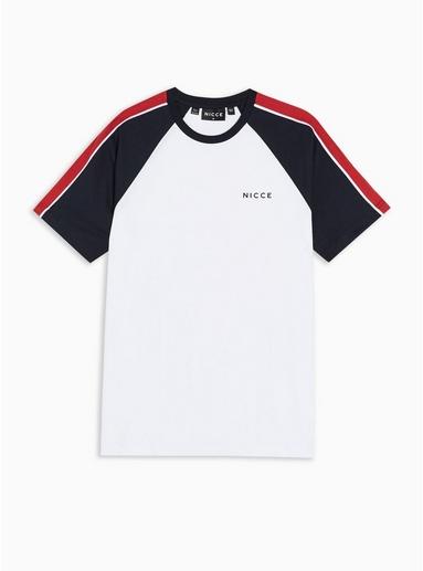 Nicce Mens White Nicce Navy And Red Boundary Panel T-shirt