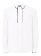 Topman Mens White Embroidered Long Sleeve Shirt
