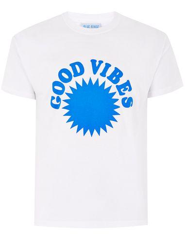Topman Mens Blue Rinse Vintage's White 'good Vibes' T-shirt*