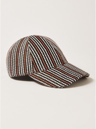 Topman Mens Multi Black Red And White Stripe Straw Cap