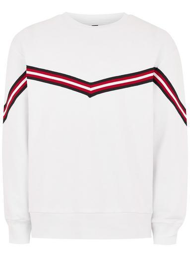 Topman Mens White Chevron Taping Sweatshirt