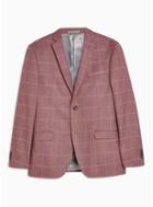 Topman Mens Pink Windowpane Slim Blazer