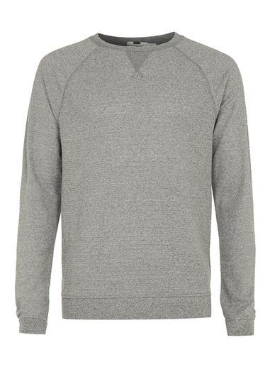 Topman Mens Grey Salt And Pepper Waffle Textured Long Sleeve T-shirt