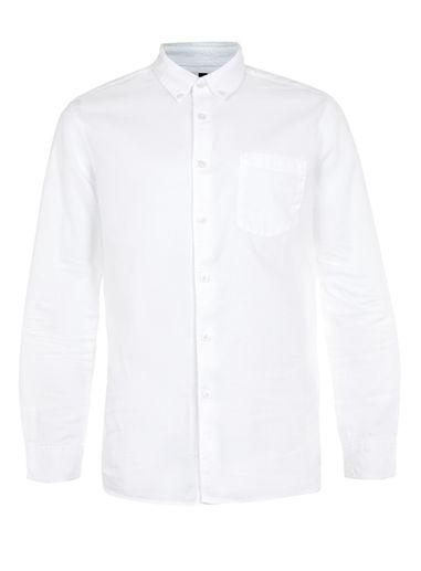 Topman Mens White Waffle Textured Long Sleeve Casual Shirt