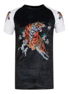 Topman Mens Black Jaded London Floral Print Crushed Velvet T-shirt*