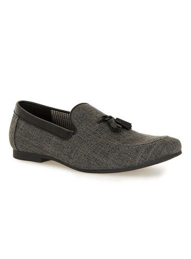 Topman Mens Grey Gray Faux Suede Tassel Loafers