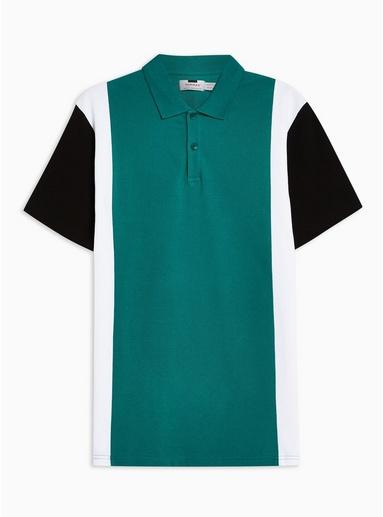 Topman Mens Green Block Polo