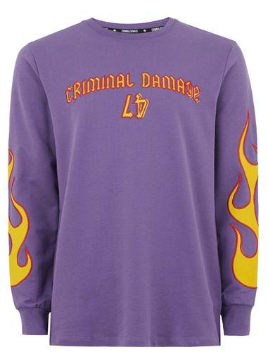 Topman Mens Criminal Damage Purple 'flames' Top