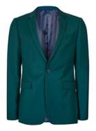 Topman Mens Green Teal Jersey Ultra Skinny Fit Suit Jacket