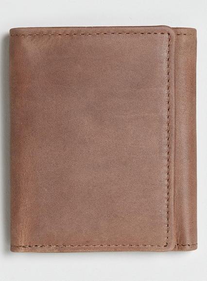 Topman Mens Brown Tan Leather Trifold Wallet