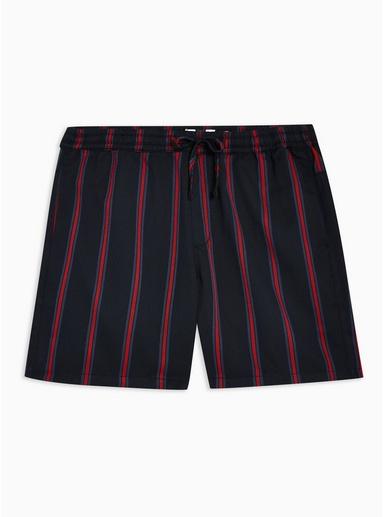 Topman Mens Navy And Red Striped Shorts
