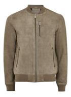 Topman Mens Stone Selected Homme Gray Suede Bomber Jacket