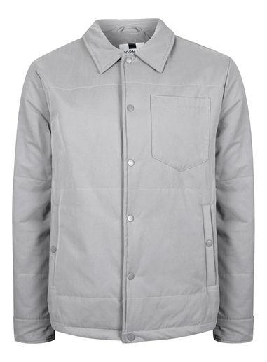 Topman Mens Khaki Gray Padded Coach Jacket